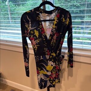 Diane Von Furstenberg Black Floral Wrap Jumpsuit